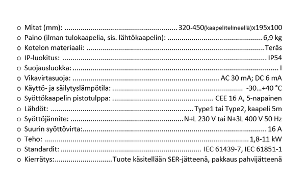 Walle16A Type2 (tolppa-asennus)